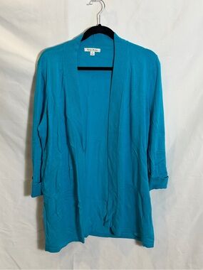 Studio Works Teal Open-Front Long Cardigan